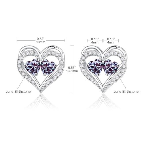 Iefil Birthstone Earrings for Women - 925 Sterling Silver Birthstone Earrings, Anniversary Birthday Gifts for Women Wife Girlfriend Mom - color: 06-06-Jun-Jun Birthstone