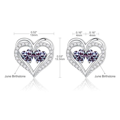 Iefil Birthstone Earrings for Women - 925 Sterling Silver Birthstone Earrings, Anniversary Birthday Gifts for Women Wife Girlfriend Mom - color: 06-06-Jun-Jun Birthstone