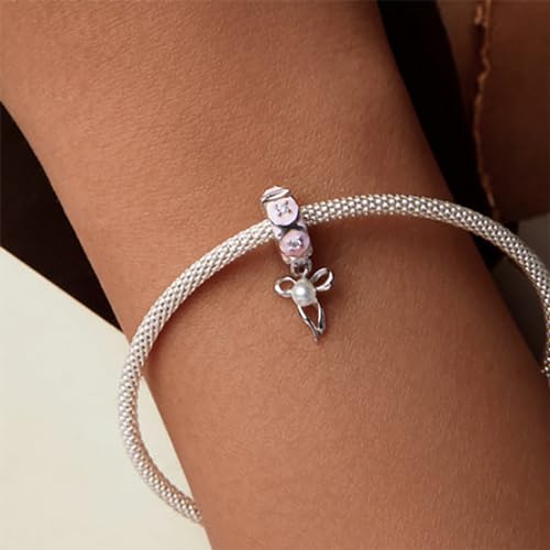 Heart Charm Clip Lock Spacer Stopper Charm Bead Bracelet 925 Sterling Silver Charms Safety Chain for Pandora Bracelets - color: Bow Pendant