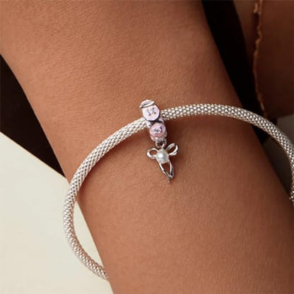 Heart Charm Clip Lock Spacer Stopper Charm Bead Bracelet 925 Sterling Silver Charms Safety Chain for Pandora Bracelets - color: Bow Pendant