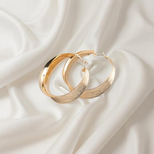 Large Gold Hoop Earrings Lightweight big Earrings for Women Silver Chunky Earrings Big Hoop Earrings for Wedding 70s Jewelry