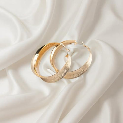 Large Gold Hoop Earrings Lightweight big Earrings for Women Silver Chunky Earrings Big Hoop Earrings for Wedding 70s Jewelry
