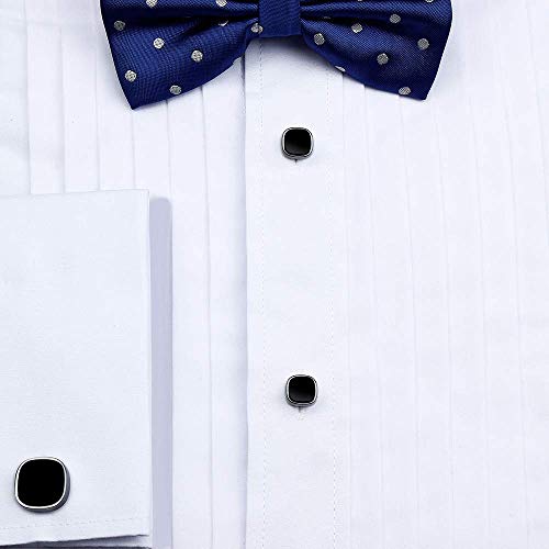 HAWSON Cufflinks and Studs for Men-Black Stone Mens Fashion Gun-Black Cufflinks and Tuxedo Shirt Studs Set for Regular Weeding Business Accessories - color: Black Stone
