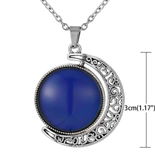 FM FM42 Temperature Sensing Color Changing Pendant Necklace with 19.29" Stainless Steel Rolo Chain - color: Rotatable Double-sided Moon