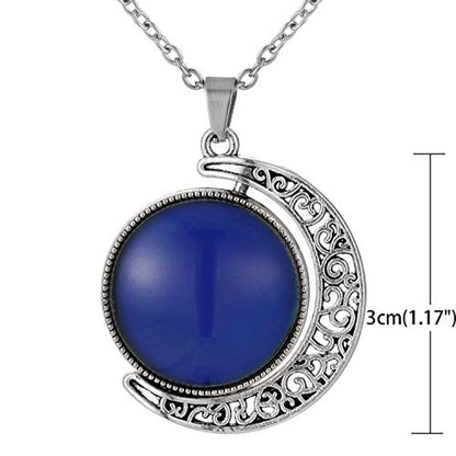 FM FM42 Temperature Sensing Color Changing Pendant Necklace with 19.29" Stainless Steel Rolo Chain - color: Rotatable Double-sided Moon