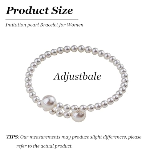 Pearl Bracelets for Women Dainty Gold Pearl Stretch Stackable Bracelet Bridesmaid Wedding Jewelry Gifts Prom Wedding Guest Dress - color: A:White Pearl Bracelet