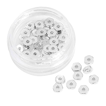 Silver Plated Hexagon Spacer Beads 4x1.5mm 50pcs for Jewelry Making Findings Non Tarnish - color: Silver, size: 4x1.5mm Hexagon