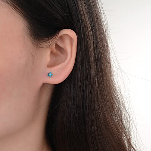 12 Pairs 18K Gold Plated Surgical Stainless Steel Stud Earrings, Star Heart Square Stud Earring for Women, Cubic Zirconia Birthstone Stud Earrings Set - color: Gold star 3mm