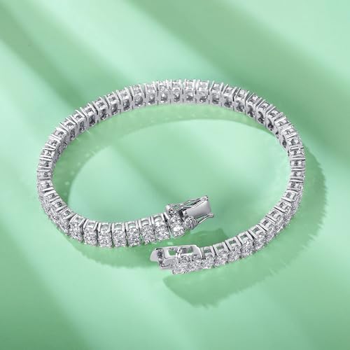 TIKJE 1-3 Row Cubic Zirconias Tennis Bracelet | 3.0mm White Gold Bracelets for Women Jewelry Gift| Size 7-7.5 inches - style: 2 Row, 7.5 inch