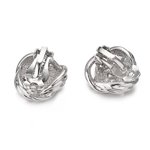 Yoursfs Knot Multicolor Clip on Earrings For Women Silver and gold Plated Large Non Pierced Floral Earrings - style: Silver three knot ear clip