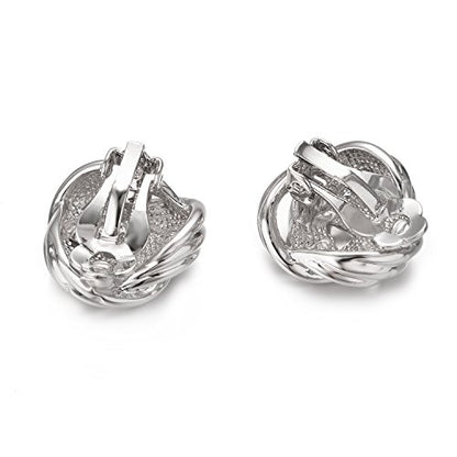 Yoursfs Knot Multicolor Clip on Earrings For Women Silver and gold Plated Large Non Pierced Floral Earrings - style: Silver three knot ear clip