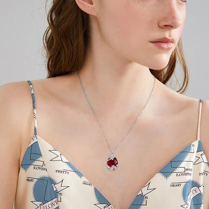 YAFEINI 925 Sterling Silver Moonstone Necklace Filigree Teardrop Pendant Necklace Jewelry for Women Girls - color: BB-Red Agate Filigree Necklace