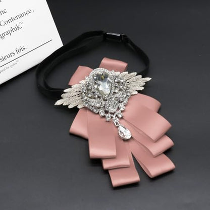 Big Rhinestone Bow Ties，Bowtie Pre-Tied Bowties Men Women | Suit for tuxedo party wedding - color: Pink