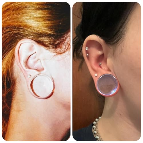 6G-30MM Solid Acyrylic Gauges for Ear Saddle Plugs Gauges Tunnel Expanders Stretcher Double Flared Flesh Piercings Body Jewelry Set for Women Men - color: Clear:26mm = 1 1/32 inch.