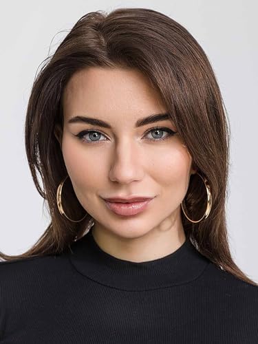 Sterling Silver Hoop Earrings - Diamond-Cut Circle Hoops, Hypoallergenic, 3mm Thin, Oversize 20/30/40/50/60mm - color: Gold,40mm