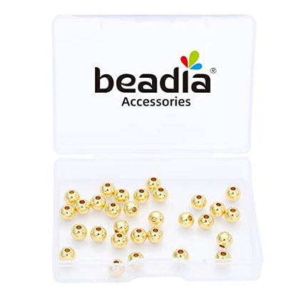 14K Gold Plated Round Spacer Beads 6mm 30pcs for Jewelry Making Findings Non Tarnish - color: 14K Gold, size: 6mm