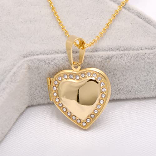 Paialco Heart Shaped Locket Pendant Necklace for Women - color: Set Diamond-Yellow