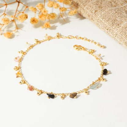 Gold Chain Bracelet for Women, 14K Gold Plated | Dainty Bracelets with Adjustable Chain, Trendy Jewelry Gift for Women - style: mixed color stone