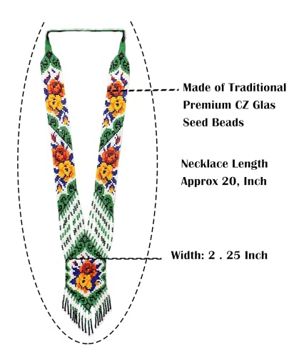 Long Beaded Necklace – Boho Native Handmade Seed Bead Tassel Necklace, Bohemian Large Statement Beaded Necklace for Women and s - color: Pattern 10