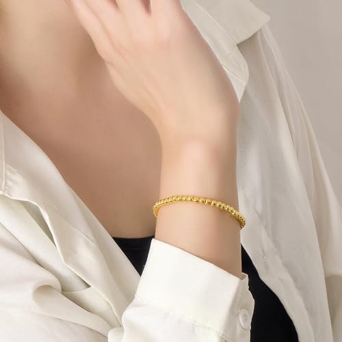 H&Beautimer 925 Sterling Silver 4-10MM Ball Chain Bracelet For Women's - Italian Handmade Bead Chain Bracelet 5''5.7''6.3''6.7''7.5''8''8.3''8.5''9 Inch Rose Gold Party Jewelry - color: 4MM Gold, size: 8.3 inches