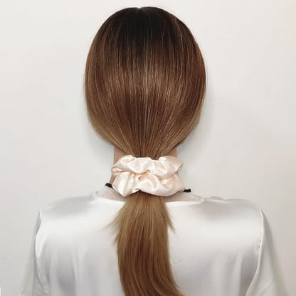 6 Pcs Satin Silk Scrunchies, Soft Hair Ties, Fashion Hair Bands, Bow Ropes, Elastic Ponytail Holders for Women and Girls (4.5 Inch, Beige) - color: Beige