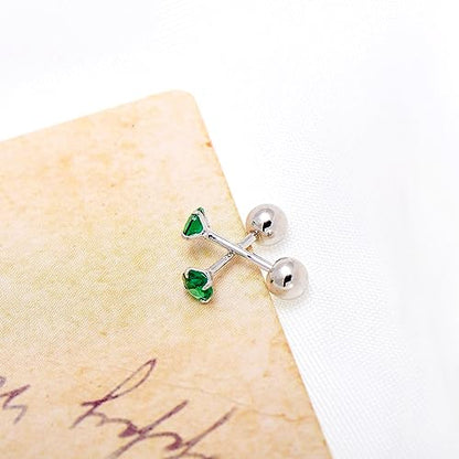 Screw Back Sterling Silver Cubic Zirconia Earrings Studs 3 MM - color: Green