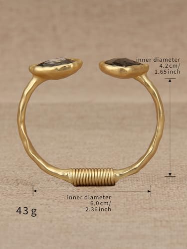 GelConnie Chunky Cuff Bangle Bracelet for Women, Statement Jewelry | Gold and Silver Tone Cuff Bangles with Resin, Crystal and Textured Accents for Party, Vacation and Dressy Looks - style: Bangle 05-Gold