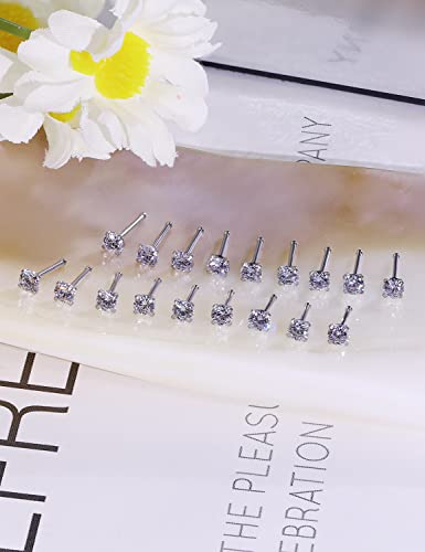 18G 20G 22G Nose Rings Studs with Cubic Zirconia 316L Surgical Steel Straight Screw L Shaped Nose Studs Piercing Jewelry for Women Men Girl CZ 1.5mm 2mm 2.5mm 3mm 20Pcs - color: A:22G Straight- Silver 2.5mm