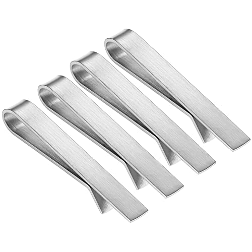 HAWSON 2 inch Tie Clips for Men-Skinny Tie Bar Tie Set for Wedding Anniversary Business and Best Gift for Dad Husband Brother - color: 4 PCS - Brush Silver 1