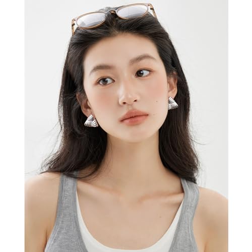 Statement Chunky Gold Earrings for Women Unique Square Stainless Steel Heaven Mayhem Button Stud Earrings Trendy Jewelry - style: Silver Triangle