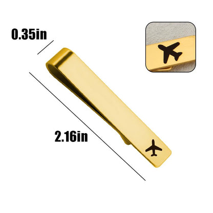 Mens Airplane Tie Clip for Boyfriend Husband Son Flight Attendant Accessories for Men - style: Gold base model