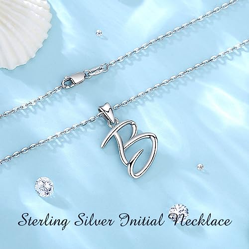 EUDORA Sterling Silver Initial Necklaces for Women, Classic 26 Letter Neckless Gifts for Girls, Sister, Mother Daughter, 18 inch Chain - style: B