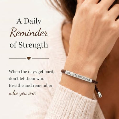 Frodete Dont Let The Hard Days Win Bracelet Inspirational Gifts for Women Adjustable Braided Tube Bracelet Gifts for Friends - color: A6:grey