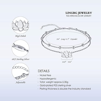Anklet for Women S925 Sterling Silver Adjustable Foot Charm Ankle Bracelet Anklets Jewelry 9.5-10.5 Inches - color: Yoga Anklet
