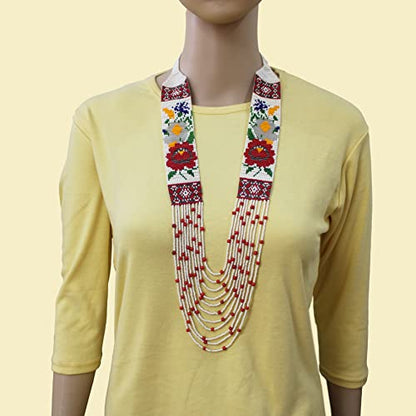 Handmade Native American Style Tribal ethnic Seed Bead Beaded Layered Medallion Necklace La-8