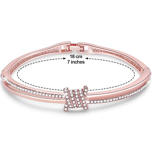 Princess Bangle Bracelets For Women 18K Gold Plating Adjustable Bracelets With White Crystal Idea Gift For Women - color: Rose Gold