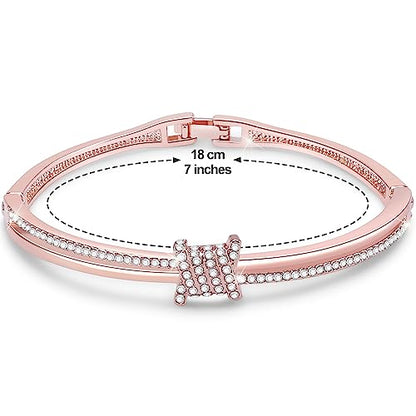 Princess Bangle Bracelets For Women 18K Gold Plating Adjustable Bracelets With White Crystal Idea Gift For Women - color: Rose Gold