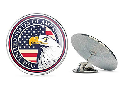 USA Eagle Round Metal 0.75" Lapel Pin Hat Shirt Pin Tie Tack Pinback
