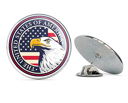 USA Eagle Round Metal 0.75" Lapel Pin Hat Shirt Pin Tie Tack Pinback