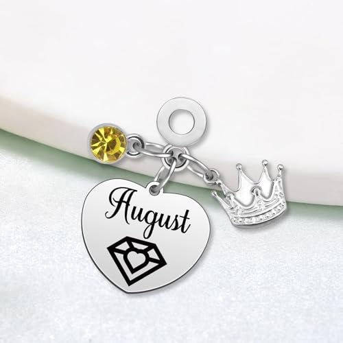 Birthday Gifts for Women Birthstone Charms for Bracelets Necklaces Jewelry Gift for Mom Wife Daughter Granddaughter Niece Sister Girlfriend - color: August