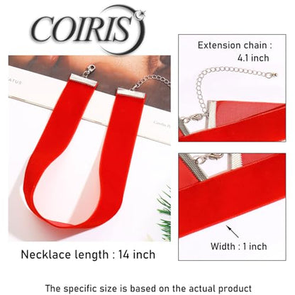 Velvet Choker Necklace for Women Goth Halloween Y2K Ribbon Collar Set - color: 2.54cm-12pcs-red