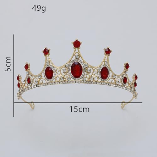 Rhinestone Crystal Tiara Headband Elegant Princess Crown Headdress Bridal Wedding Crown Prom Tiara Headpiece Birthday Party Tiara Pageant Costume Crown for Women Golden Red - color: Golden Red