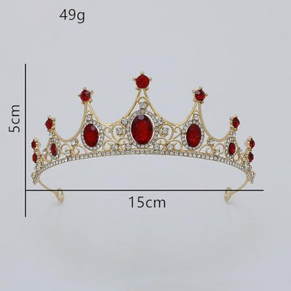 Rhinestone Crystal Tiara Headband Elegant Princess Crown Headdress Bridal Wedding Crown Prom Tiara Headpiece Birthday Party Tiara Pageant Costume Crown for Women Golden Red - color: Golden Red