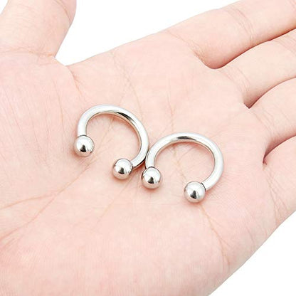 2Pcs PA Ring Horseshoe Circular Barbell 316L Surgical Steel Internally Threaded 00G 0G 2G 4G 6G 8G 10G Pierced Body Jewelry for Women 12mm 16mm 19mm - style: 1 pair-8G;Inner Dia:16mm