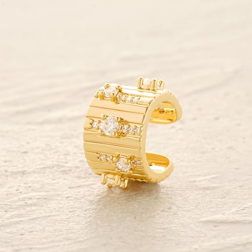 MYEARS Women Ear Cuff Earrings Gold Non Pierced Cartilage Clip on Open Wrap Hoop 14K Gold Plated Simple Hypoallergenic Everyday Jewelry - style: Piano Keys