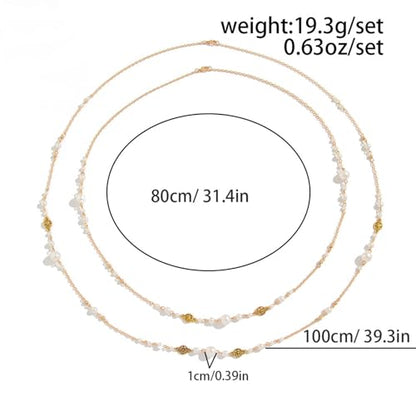 Long Necklaces for Women Pearl Necklaces for Women Long Chain Necklace Dainty Layered Pearl Necklace Statement Sweater Strand Chain Jewelry - color: Silver