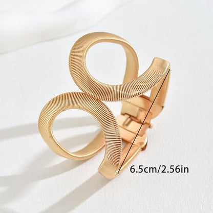 CJIAYUJEW Chunky Gold Cuff Bracelets for Women Exaggerated Geometric Leaf Open Wide Bracelets Trendy Retro Adjustable Party Jewelry Accessaries - color: spring hollow