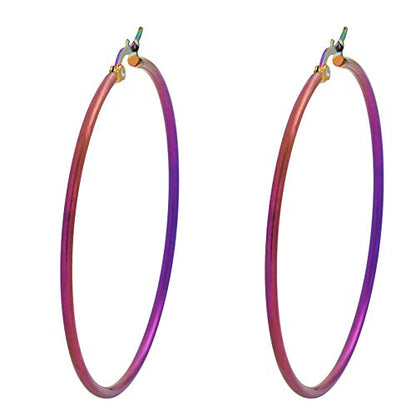 Rounded Hoops Earrings (20mm-60mm Diameter) - color: Rainbow 50mm