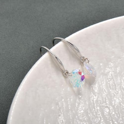 8 MM Cubic Zirconia Bare Diamond Cut Crystal Dangle Earrings for Women - color: Rainbow