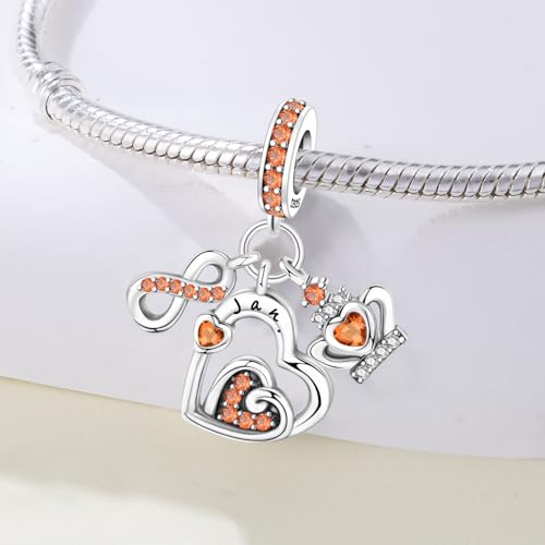 3PCS Birthstone Stone Charms for Charms Bracelet 925 Sterling Silver Infinity Love Heart Crown Dangle Charms Spacer Stopper Beads for Bracelets and Necklaces, Birthday Mother's Day Christmas Gifts For Women. - color: 01 Jan. 3PCS